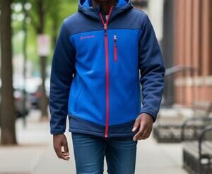 Free Country Zip Up Hoodie Jacket Youth Size 14-16 XXL Softshell Blue & Black
